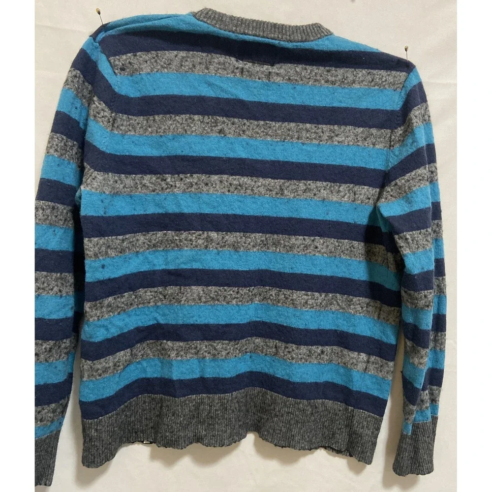 North Face Men's Crewneck Sweater Long Sleeve Size Large‎ Blue Gray Stripe